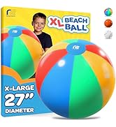 Large Beach Ball - New 8-Panel Design for Enhanced Durability and Ultra Round Shape - Best Big Be...
