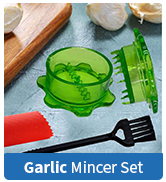 Garlic mincer set, Brush Black, Peerler, Crusher, Press Garlic Green, Red