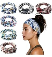 HSEM Boho Headbands for Women 6-Pack – Non-Slip Wide Head Bands, Thick Elastic Hair Bands – Large...