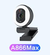 Angetube 4K Webcam with Light for PC, UHD Computer Web Camera for Desktop