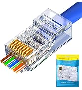 RJ45 Cat6 Cat5 Connector Ends Gold Plated 8P8C Ethernet Pass Through Plug(100Pack)