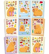 Aowplc Capybara Make-a-Face Stickers, 32 Sheets for Kids’ Crafts, Fun Capybara Party Favors & Bir...
