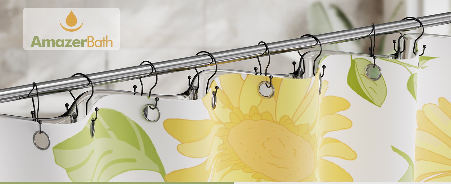 AmazerBath shower curtain hooks shower curtain rings black shower hooks rust roof shower rings