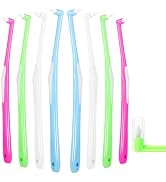 lanjue 8 Pieces End Tuft Toothbrush with Cover, Soft Interdental Brushes Tapered Brush Braces Too...
