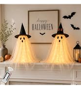 AYGXU 2pcs Halloween Decorations Indoor,Ghost Decor with String Lights Remote Control,Halloween P...