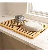 Wealone Stone Dish Drying Mat for Kitchen Counter, Fast Drying Diatomaceous Earth Stone Mat, Bamb...