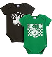Gerber Unisex Baby NBA Team 2 Pack Short Sleeve Onesie Bodysuits, Boston Celtics, 0-3 Months