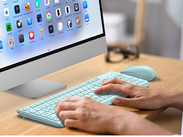 Wireless Keyboard and Mouse Combo Full Size Silent Ergonomic Keyboard Mouse Cordless Mouse Keyboard