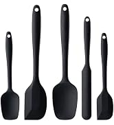 Silicone Spatula Set, 5 Piece Food Grade Rubber Spatulas for Baking, Cooking, and Mixing High Hea...