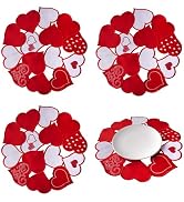 Haakong Red Heart Round Placemat Embroidered Placemats for Home Kitchen Dining Wedding Valentine ...