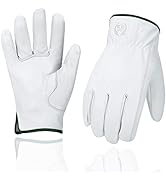 KKOYING Leather Work Gloves, Leather Gloves for Men and Women, Extremely Soft and Thin Goatskin W...