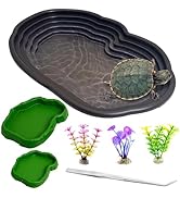 Apatal Reptile Bathing Pool 7 Pcs Tortoise Water Dish with Ramp Extra Large Turtle Feeding Bowl w...