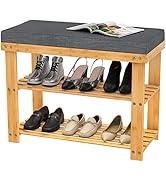 Shoe Rack Bench for Entryway - Bench with Shoe Storage Front Door Shoe Bench with Cushion Upholst...