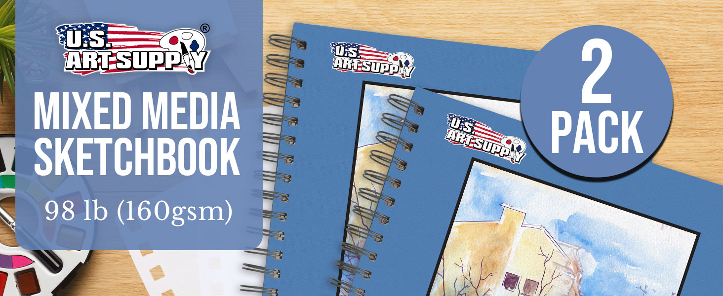 Mixed media sketchbook 5.5x8.5 spiral bound 98lb paper pad for drawing painting watercolor