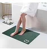 RUERYA Bath Mat (15.7x23.6), Bathroom Non Slip Absorbent Quick Dry Rubber Backed, Dark Green