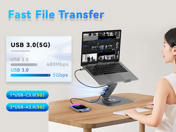 USB 3.0 Docking Station with laptop stand fast file transfer data transimission