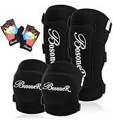 Kids/Youth Knee and Elbow Pads with Bike Gloves,Upgraded 6 in 1 Full Soft Elbow Pads Guards Prote...