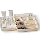 ISSEVE 8Pcs Nesting Silicone Drawer Organizer Set, 4 Size Versatile Vanity Bathroom Drawer Organi...