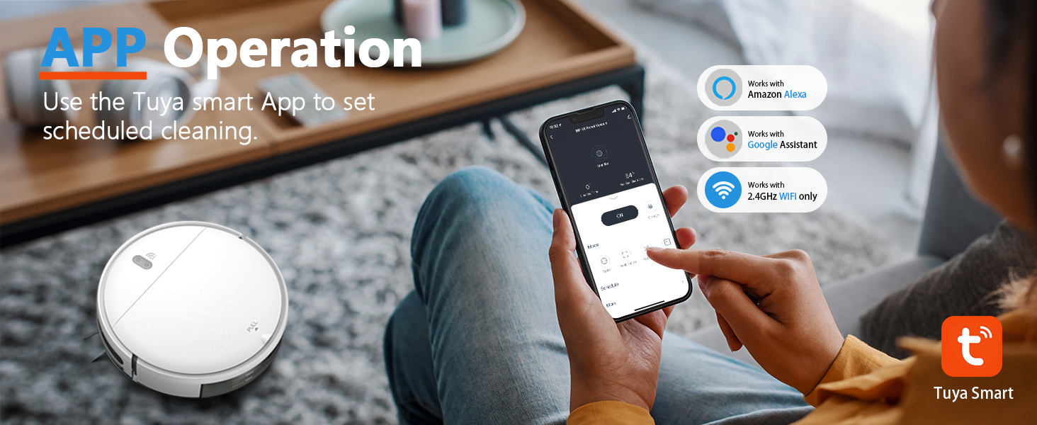 Combines vacuuming and mopping in one device, compatible with Wi-Fi, voice, and app control.