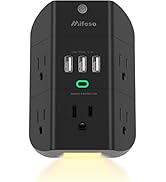 Surge Protector Outlet Extender with Night Light - 1800Joules Power Strip Wall Adapter Expander w...