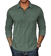 COOFANDY Mens Long Sleeve Polo Shirts Classic Casual Button Polo Tee Lightweight Collared Golf Shirt