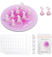 MelodySusie Nail Stand for Press Ons, Super Pink Metal Round With Butterfly Pattern Magnetic Base...