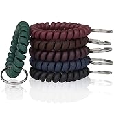 BIHRTC Pack of 6 Wrist Keychain Spiral Stretchable Plastic Coil Wrist Key Holder Stretch Wristban...