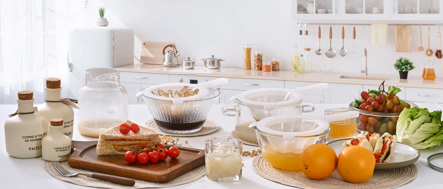 Brew and filter coffee, juice soy milk, and serve with sandwiches and fruit for afternoon tea