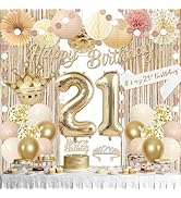 Champagne Gold Happy 21st Birthday Decorations for Her | 21st Birthday Decorations for Girls, 21 ...