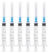 10 Pack 3ml/cc Disposable Luer Lock Lab Syringes with 23Ga 1.5 Inch Needle , Individually Sealed ...