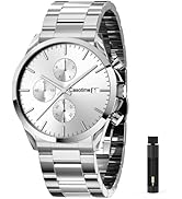 Casotime Men's Stainless Steel Chronograph Watch 30M Waterproof Analog Quartz Date Display, Luxur...