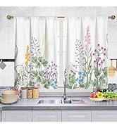 Mightree Floral Rustic Kitchen Curtains - Farmhouse Botanical Tier Drapes Kitchen Window Curtains...
