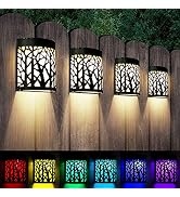 DenicMic Solar Wall Lights Outdoor Wall Sconce Fence Lights Solar Powered | 4 Pack, Mental Patio ...