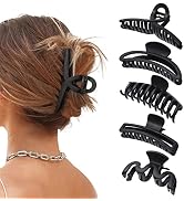 5PCS Large Claw Hair Clips for Thick Hair Big Banana Hair Clips for Women Nonslip Strong Hold Hai...