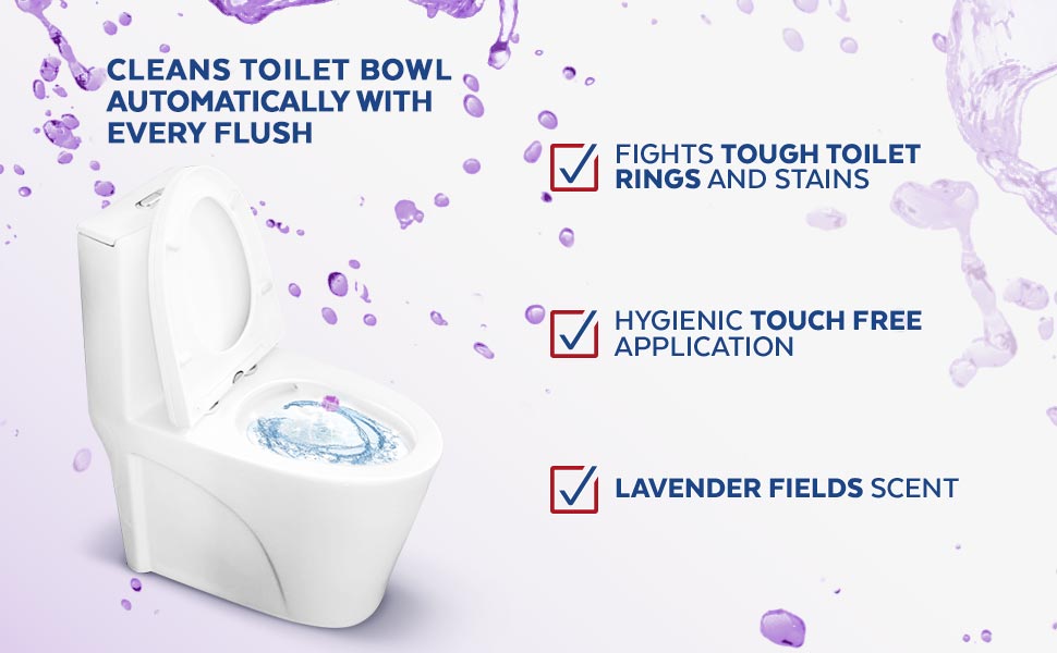 Cleans toilet bowl automatically with every flush