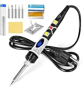 KLARYTYMA Soldering Iron Kit, 80W Digital Soldering Iron with 5pcs Tips, Solder, Stand, Adjustabl...