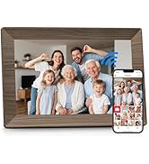 Frameo 10.1" Digital Picture Frame with 32GB Memory Wood WiFi Electronic Photo Frame 1280 x 800 I...