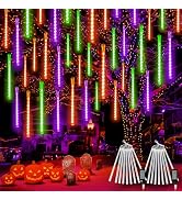 2 Pack Halloween Lights Outdoor 16 Tubes 384 LEDs Meteor Shower Rain Lights | Extendable, Timer, ...
