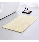 Ruggnovea Waffle Bath Mat Non Slip Washable 32x20, Super Absorbent Quick Dry Boho Bathroom Rugs w...