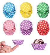 SKIDEC Rainbow Mini Cupcake Liners 450 Count, Cute Polka Dots Paper Baking Cups Food Grade Dispos...