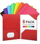 ONEKEEP 8 Pack Plastic folders with Pockets – 2-Pocket Document Folders with 2 Corner Protectors ...