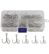 Beoccudo Treble Hooks Kit, Saltwater Freshwater Size 2 4 6 8 10 Triple Fishing High Carbon Steel ...