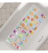 Baby Bath Mat for Tub for Kids, 40in x 16in Non Slip Cartoon Bath Tub Shower Mat Anti Slip with D...