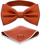 Adam Young Men's Bow Ties with Handkerchief & Cufflinks Pre-Tied Style Formal Satin Classic Bowti...