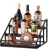 B4Life 3-Tier Liquor Bottle Display Shelf for Whiskey and Spirits - Retro Bar Shelves