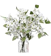 LIUCOGXI 7 Pcs Artificial Dogwood Flowers Floral Arrangements Artificial Silk Bridal Flowers Bouq...