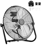 ROVSUN 16" High Velocity Floor Fan with Wall-Mounting System, 3-Speed Heavy Duty Metal Industrial...
