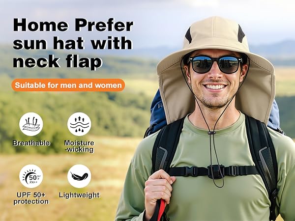 mens sun hat with neck flap upf50