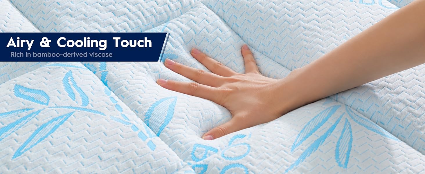 Cooling bamboo-derived viscose surface helps create a fresh and airy sleep feel