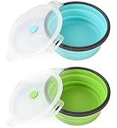 Collapsible Dog Bowls with Lids, 2 Pack Travel Dog Bowls for Small Size Dogs, Silicone Portable D...